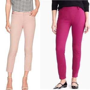 2 Pairs work ankle pants J crew minnie fuchsia banana republic sloan light pink
